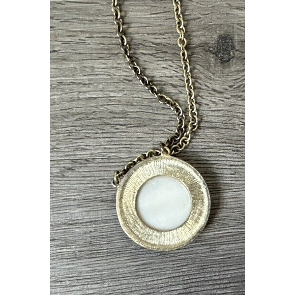 Danielle Stevens Necklace Gold Tone Opal-like Pendant Rhinestone Statement - Picture 7 of 8